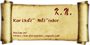 Karikó Nándor névjegykártya