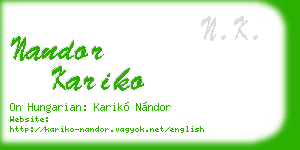 nandor kariko business card